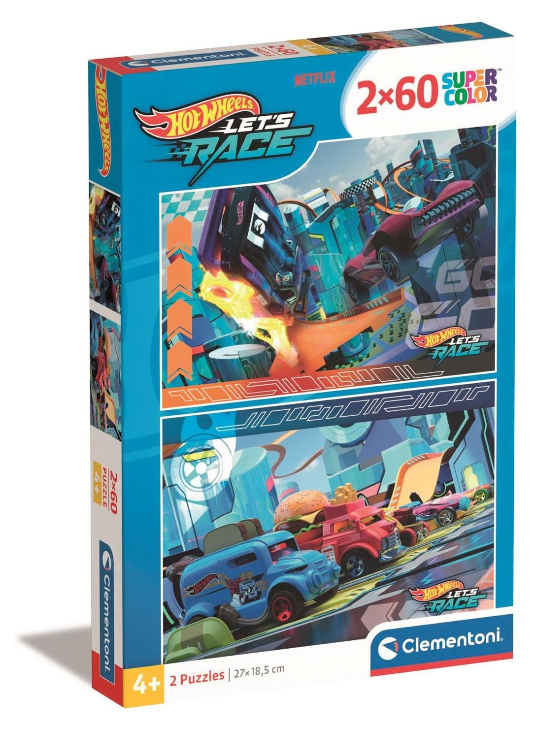 Clementoni CLE puzzel SuperKolor Hot Wheels 24816 2x60