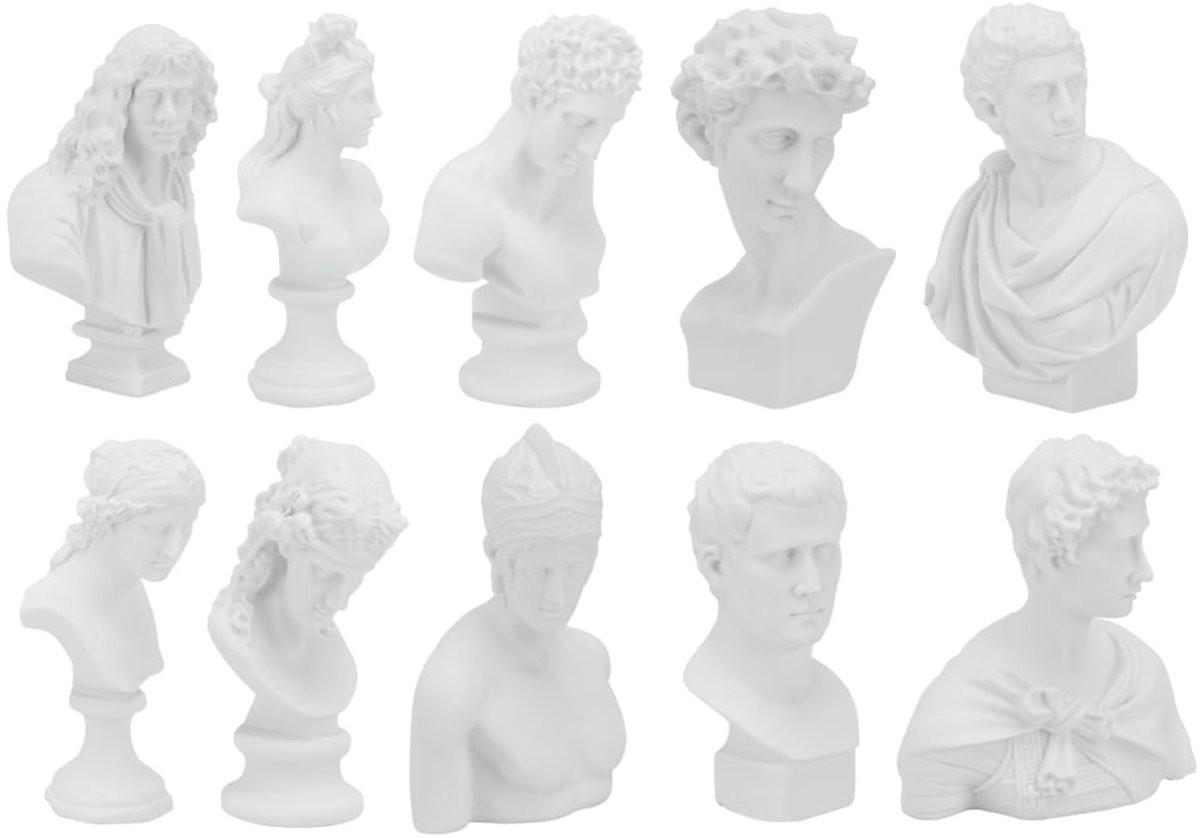 Dailygoods Set van 10 Romeinse David Beeldjes van Hars voor Woondecoratie
