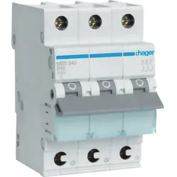 Hager Leitungsschutzschalter 3p. B-40A,6kA,3M QC MBS340