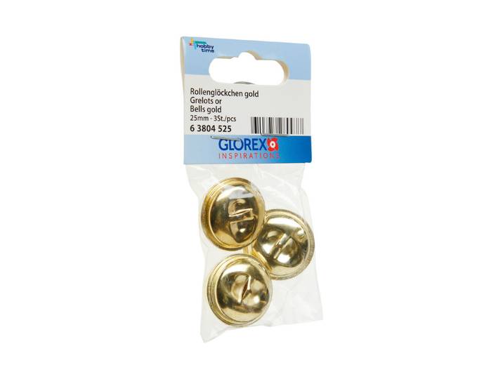 Glorex Rollenglöckchen Gold 2.5 cm 3 Stück