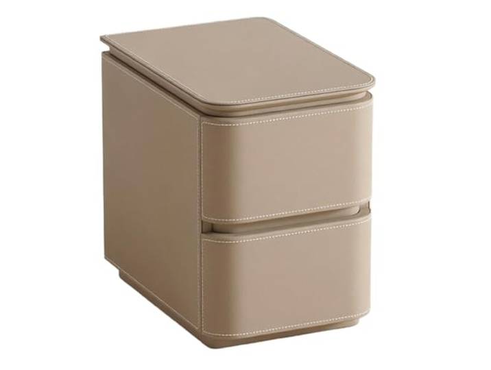 FZL02068LM Zimmer Schmaler Nachttisch mit grifflosen 2 Schubladen For den Einsatz im Schlafzimmer und Wohnzimmer(Beige,Mittel)