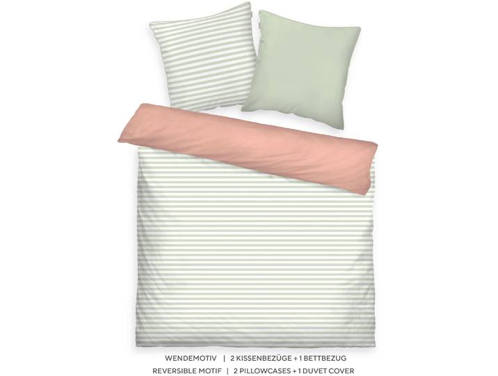 TOM TAILOR HOME STRIPES WITH A KICK in Gr. 135x200cm oder 155x220cm 3 Stk. new bedroom, farbige Paspel am Kissen