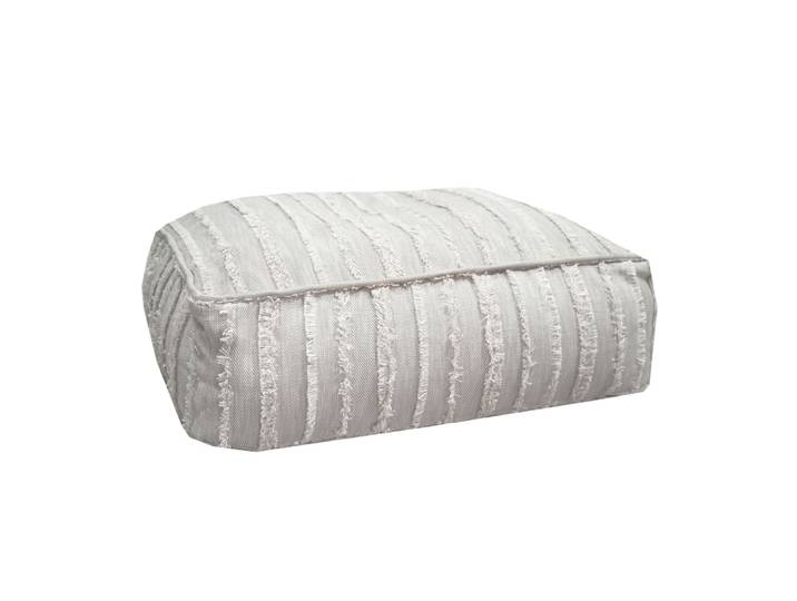 Coussin de sol déhoussable m - coton gris a frange