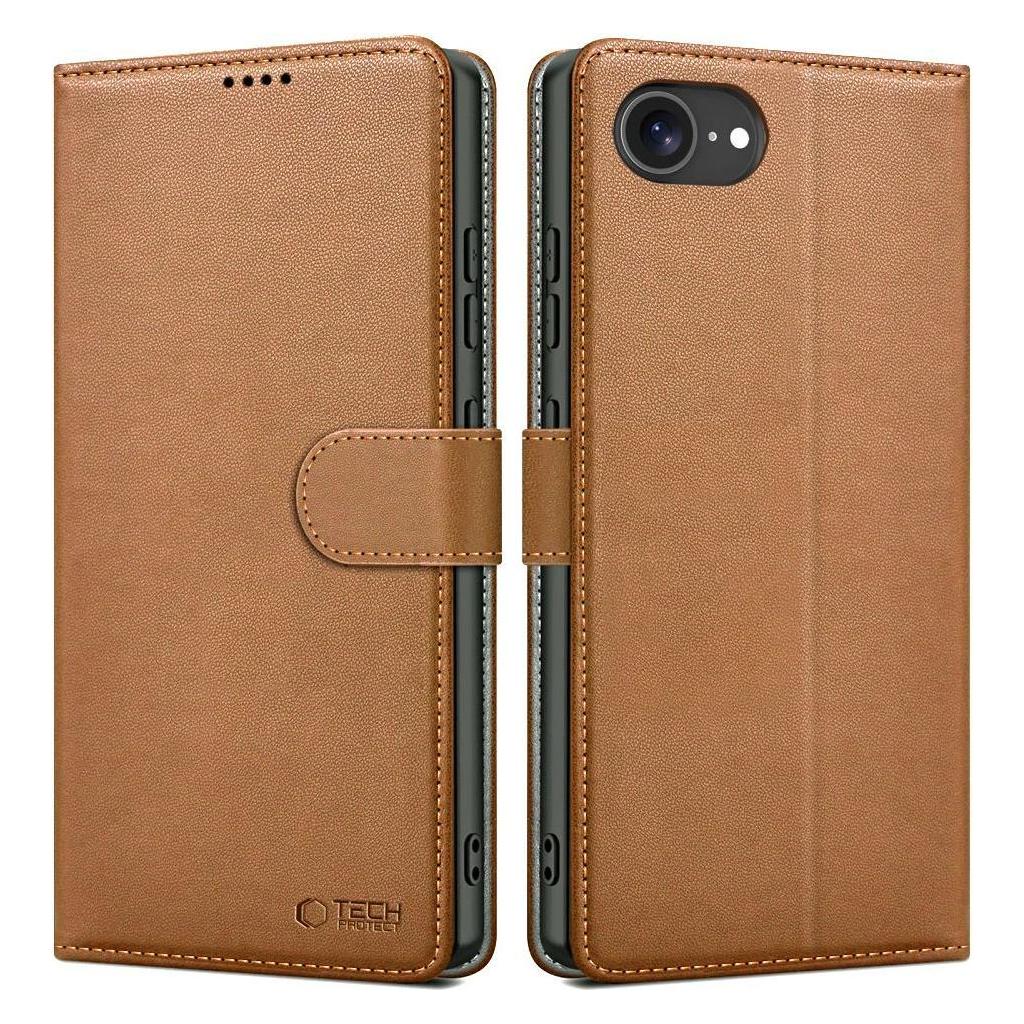 Tech-Protect Wallet Case for iPhone 16e - Brown (Apple iPhone 16e, Apple iPhone 17e) (27600-0)
