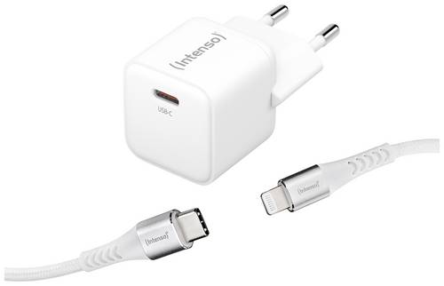 Intenso W30C GaN + C315L USB Ladegerät 30W 1x USB-C, 1x Apple Lightning Weiß Innenbereich GaN, USB Power Delivery (USB-PD)