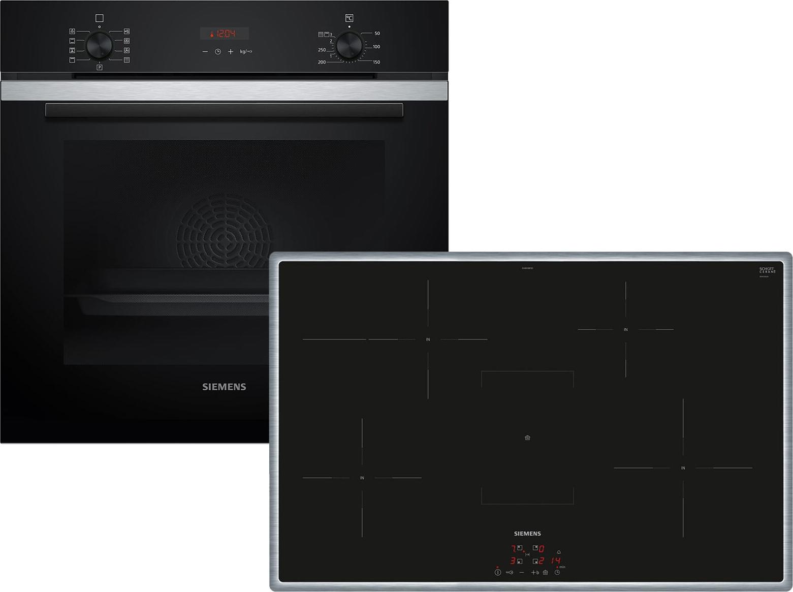 Siemens iQ300 PQ214IA02Z (HB273ABS3+EH845BFB5E), Zonen-Induktionskochfeld, 5 Zone(n), Glaskeramik, Schwarz, Berührung, 80,2 cm