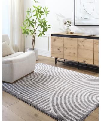 Livabliss Scandinavian Fossay Shag Stripe Washable Area Rug