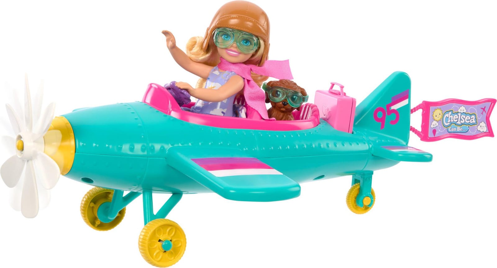 Barbie Chelsea Vliegtuigpoppenset met 7 accessoires