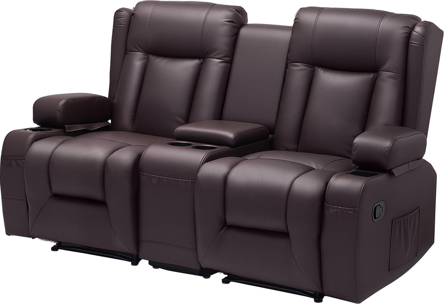 Relaxsofa - Reclinersofa - Zweisitzer - Verstellbare Liegefunktion - Mittelkonsole - USB-Ladeanschlüsse - Getränkehalter - PolyurethanKunstleder