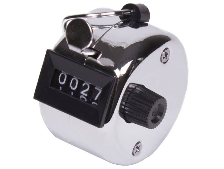 Mechanischer Handzähler mit 4 Ziffern aus Metall