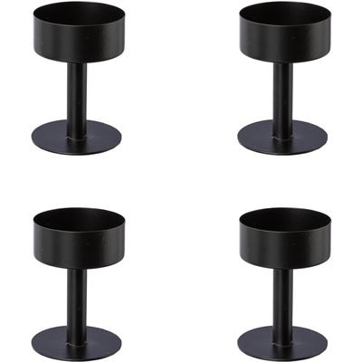 Kerzenhalter CREATIV DECO, schwarz, H:6cm Ø:4,5cm, Metall, Kerzenhalter, Kerzenhalter, für Stumpenkerzen, 4er Set, Ø 4,5 cm