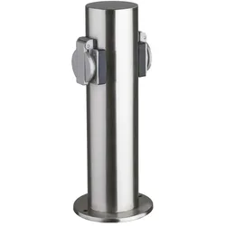 HEITRONIC Outdoor Energieverteiler TOKIO, IP44, zylindrisch, mit Kindersicherung + Federdeckel, V2A Edelstahl, 2-fach HEI-35103