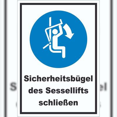 HB-Druck Sicherheitsbügel des Sessellifts schließen Aufkleber A5 (148x210mm)