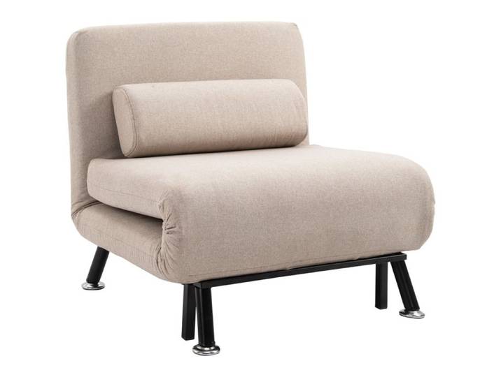 Fauteuil convertible - Design moderne - Beige - Mousse haute densité - Transformable en lit une place