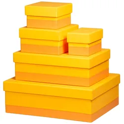 Rhodiarama Set mit 5 ineinander schachtelbaren Boxen aus Kunstleder, 44x34x16cm - Narzisse 318986C