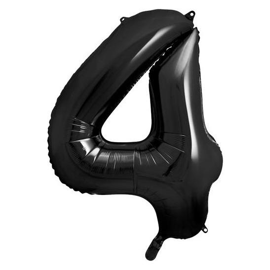 Partydeco Zahlenballon 4 Alu Schwarz 86cm (1x) (FB1M-4-010)
