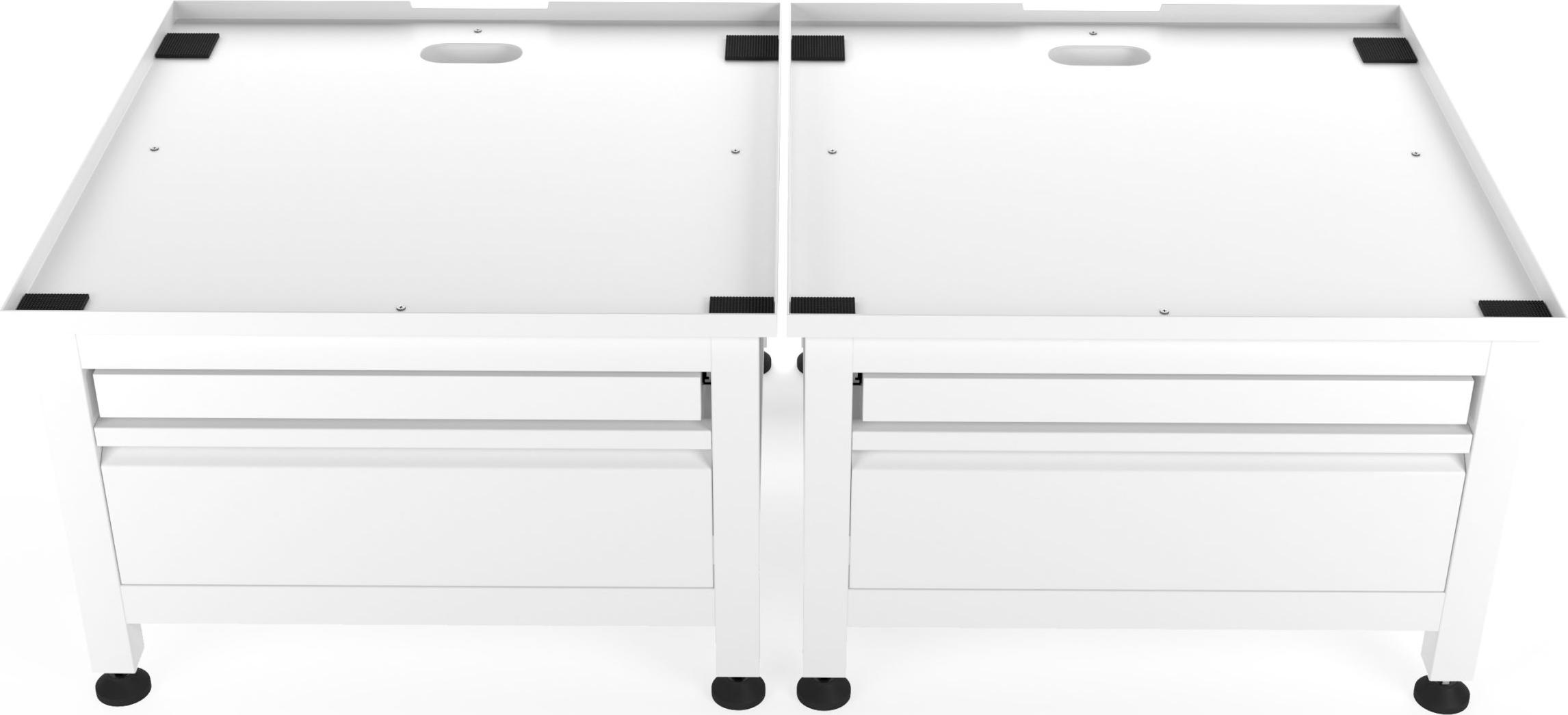Wasophoogte Waschmaschinen Untergestell mit schublade und ablage - Doppelt - Waschmaschinen unterschrank - 65x121x42 cm - Inklusive Wandhalterungen