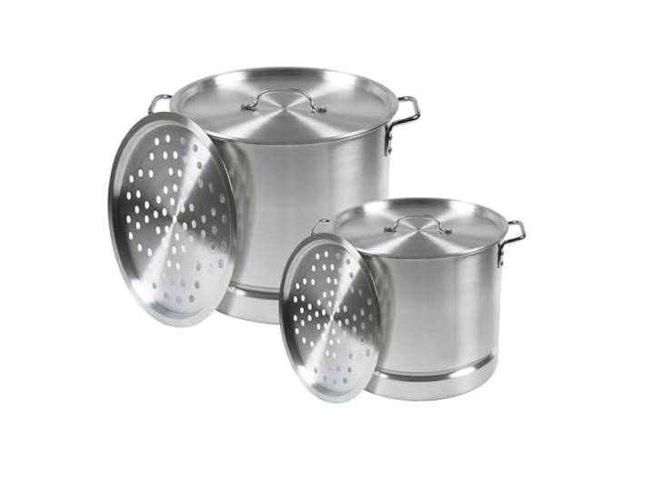 IMUSA Aluminium-Dampfgarer, 2-teiliges Set, 32 Qt und 10 Qt, Silber Ideal für Tamales und Meeresfrüchte, ideal für Versammlungen
