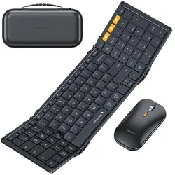 ProtoArc Faltbare Tastatur- und Maus-Set (US, Kabellos), Tastatur, Schwarz
