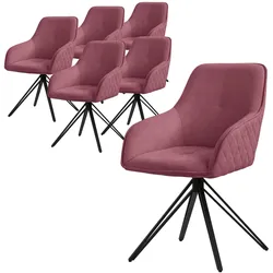 ESSZIMMERSTUHL 6er Set drehbar Altrosa Webstoff