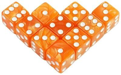 Uplift Picks Aventurine Style 16mm Marble Acrylic D6 Dice Set orange