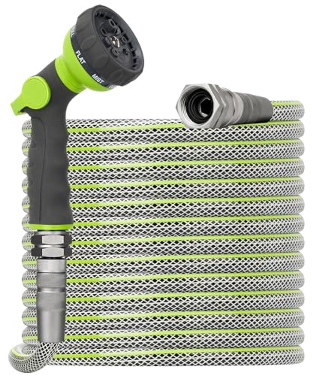 LTPRTZ Flexibele tuinslang 25 meter - Grijs - Aluminium fittingen