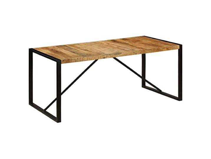 KGHERMDF Esstisch Raues Massives Mangoholz 180 cm Industriestil, Stahlbeine, Retro Design, Einzigartige Maserung, Für Küche Und Esszimmer
