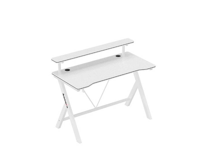 Bureau Gaming & Multimédia - HUZARO - Huzaro Hero 1.9 - Blanc - Revêtement fibre carbone - Étagère surélevée et crochet