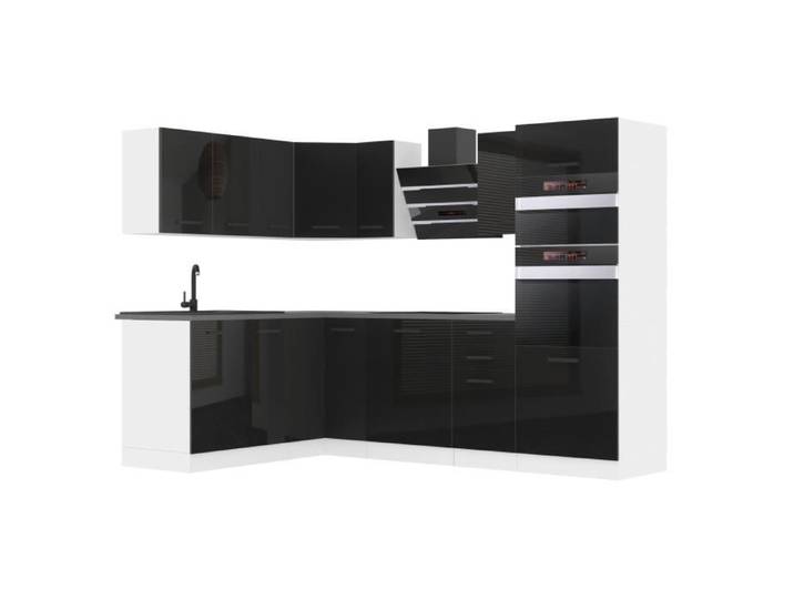 Cuisine Complète - B BELINI GROUP - MELANIE - Noir Très Brillant - Design Contemporain 360x60cm