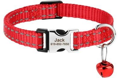 Uplift Essentials Personalized Nylon Cat ID Collar With Engraved Slide On Safety Tag red 1