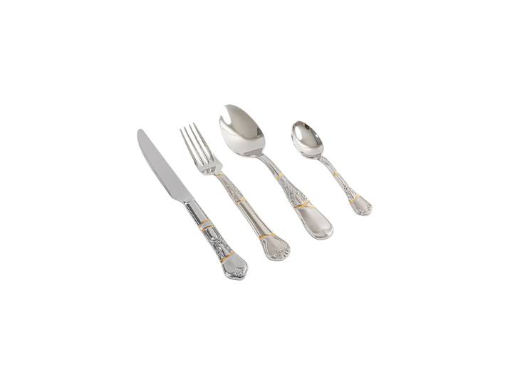 4-teiliges Besteck-Set „Kintsugi“ mit Golddekor verziert Silber, Gold Seletti