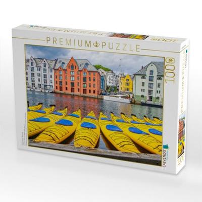 CALVENDO Puzzle Kajak Boote, Alesund | 1000 Teile Lege-Größe 64x48cm Foto-Puzzle für glückliche Stunden