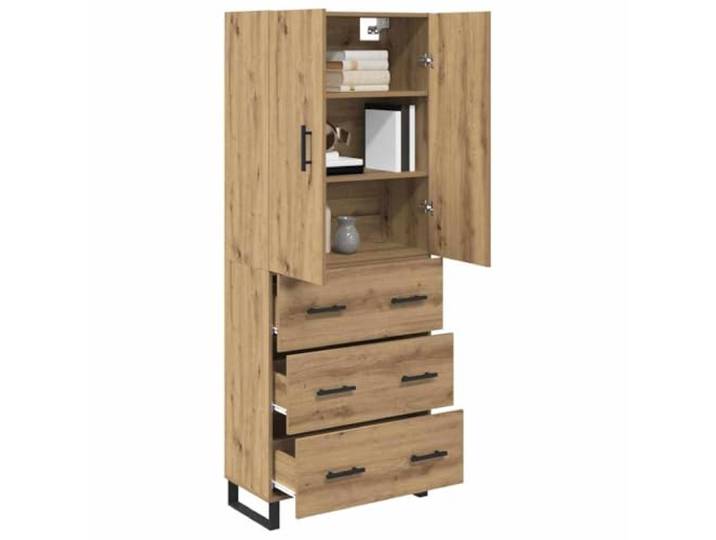 KTHLBRH Sideboard 2 Stück Eiche Handwerk 69,5 x 34 x 180 cm Technisches Holz, 3 Schubladen, 3 Einlegeböden, 2 Türen, Eisenbeine, einfache Montage