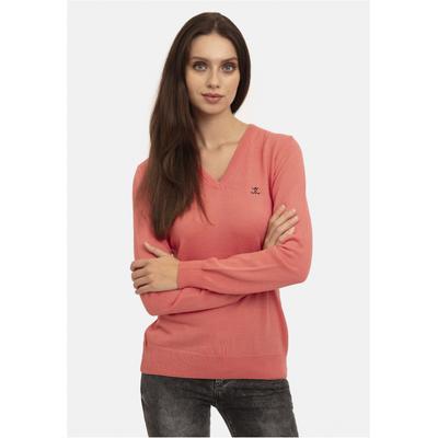 Strickpullover SIR RAYMOND TAILOR "Verty", Damen, Gr. M, rot (rosa), 100% Polyacryl, unifarben, normal, V-Ausschnitt, Pullover Strickpullover, mit klassischem V-Ausschnitt