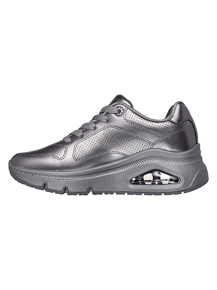 Skechers Leder-Sneakers "Uno Icon" in Silber - 36