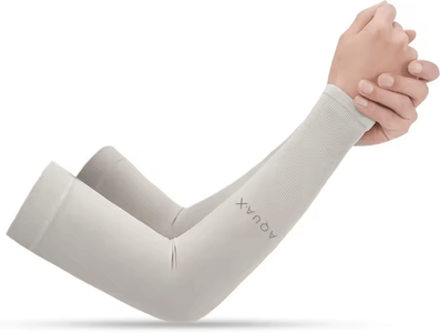 Inspire Curations Ice Silk Cooling Arm Sleeves UV Sun Protection Breathable Sports Covers For Men & Women straight Gray