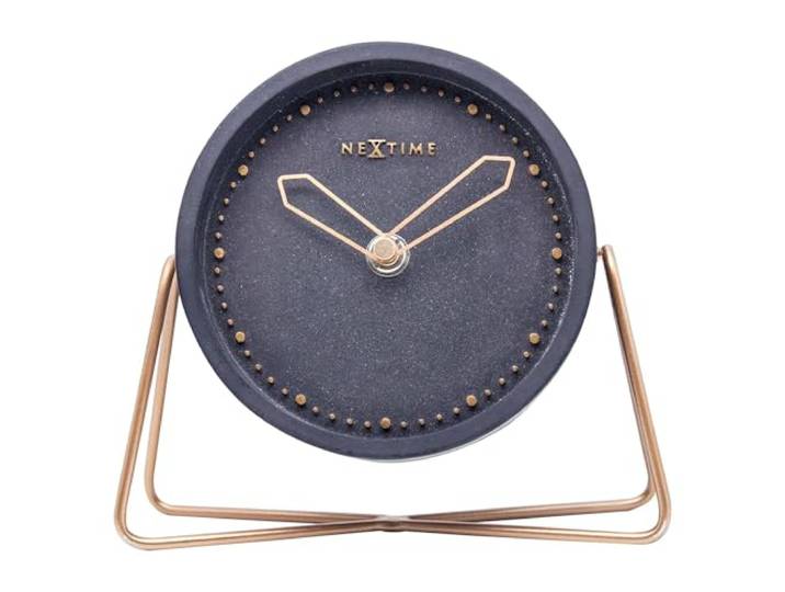 NeXtime 5204ZW Tischuhr CROSS TABLE, lautlos, rund, Stein / Metall, 17,5 x 15,5 cm