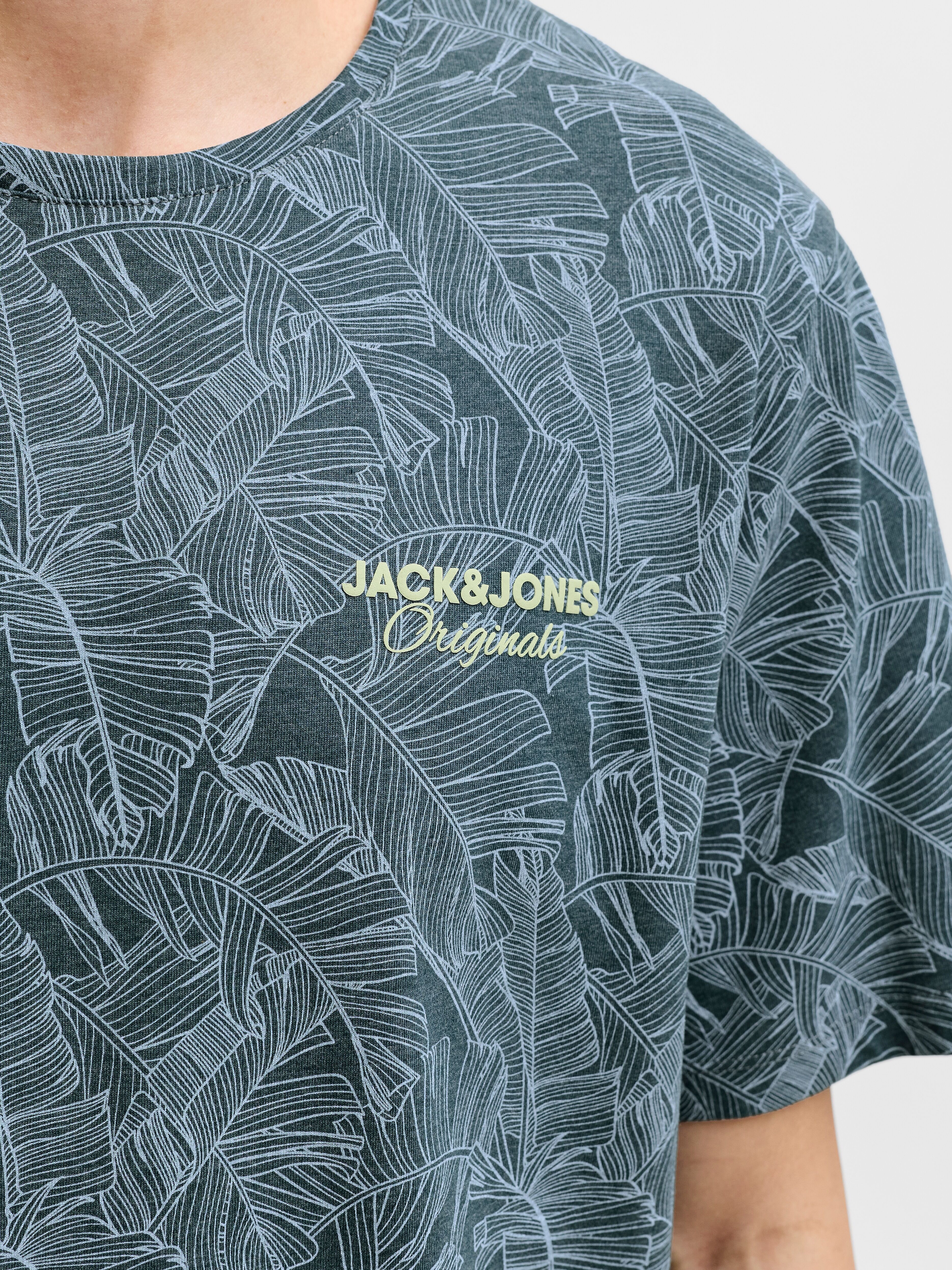 Rundhalsshirt JACK & JONES "JORFRIDAY TEE SS CREW NECK WEH", Herren, Gr. M, stargazer, Jersey, Obermaterial: 60% Baumwolle, 40% Polyester, bedruckt, regular fit normal, Rundhals, Shirts Rundhalsshirt stargazer M