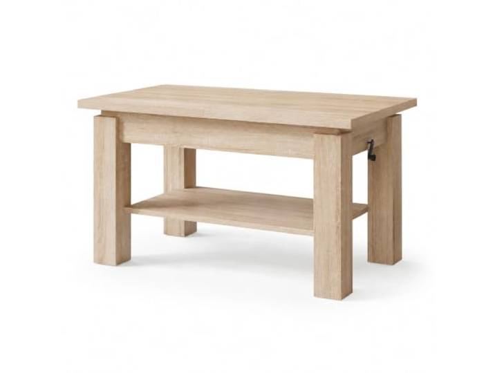 All4All Couchtisch Astra - Kaffeetisch - Wohnzimmertisch – Sofatisch mit Ablage - höhenverstellbar - kompakte Größe - Sofatisch - 110x68cm - 05 - Sonoma Eiche