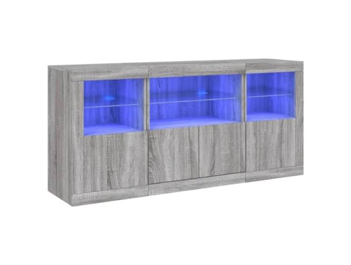 vidaXL Sideboard mit LED-Leuchten Grau Sonoma 142,5x37x67 cm