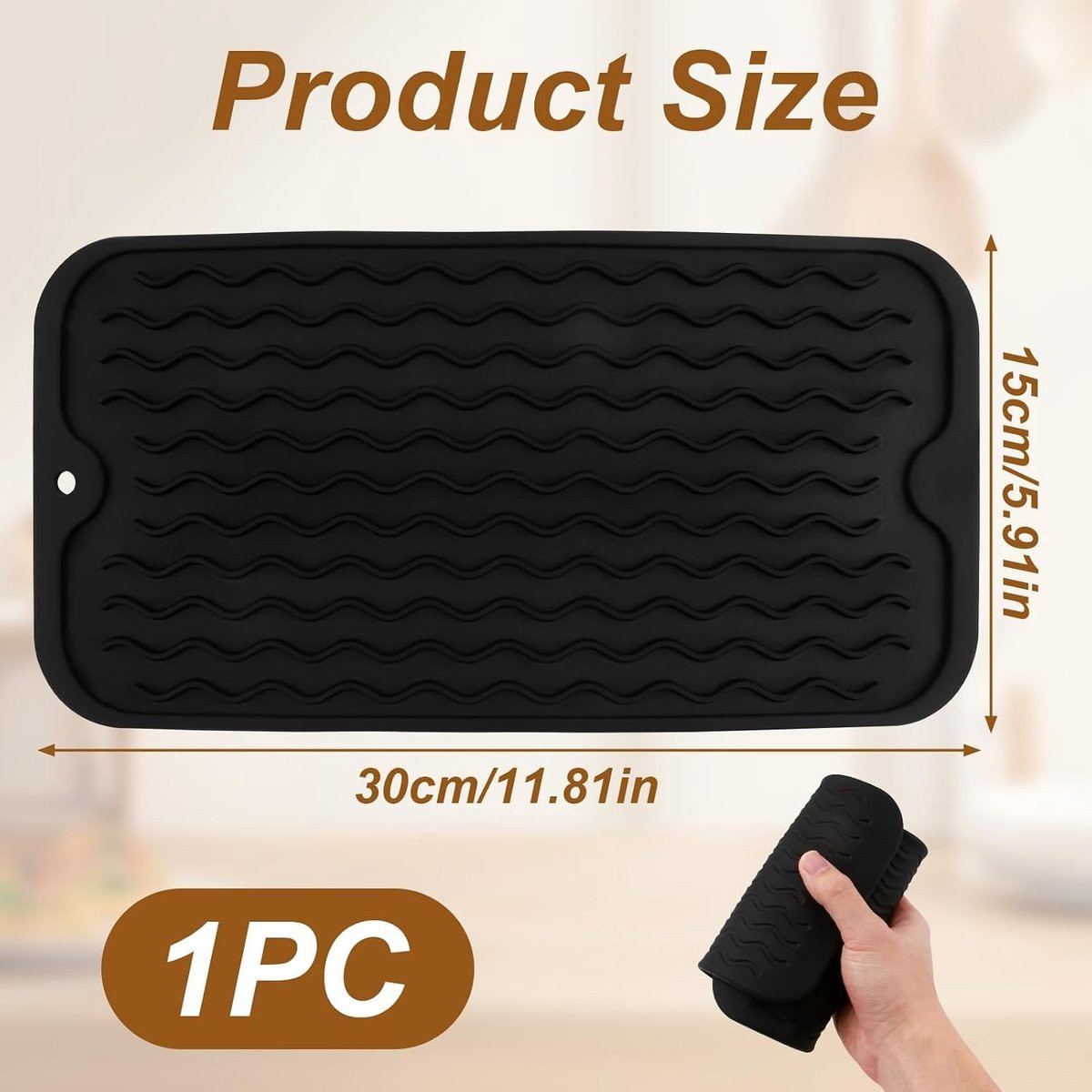 Siliconen Afvoer Mat 30 x 15 cm Antislip en Warmtebestendig voor Keuken en Afwas BPA-vrij