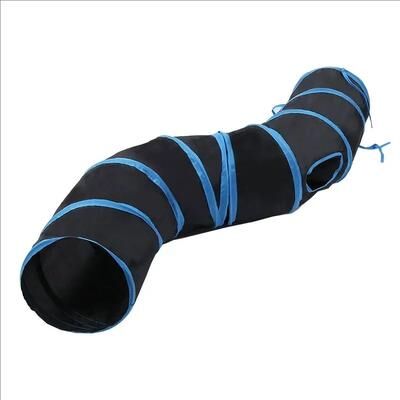 Inspired Living Peek & Pounce Collapsible Cat Tunnel And Interactive Cat Toy black blue s