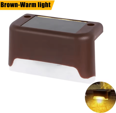 Inspire Curations Warm White Solar Step Lights Waterproof LED Stair And Fence Lights brown Warm Light 1pc