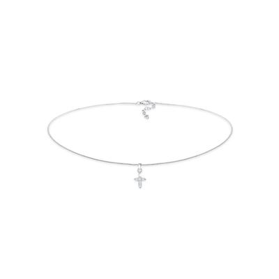 Choker ELLI "Halskette Choker Kreuz Religion Zirkonia 925 Silber" Gr. 36, silber, Halsketten, Damen, mit Steinen, Silber 925 (Sterlingsilber)