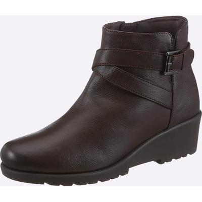 Keilstiefelette HEINE, Damen, Gr. 39, braun, Glattleder, Leder, Rindsleder, Schuhe