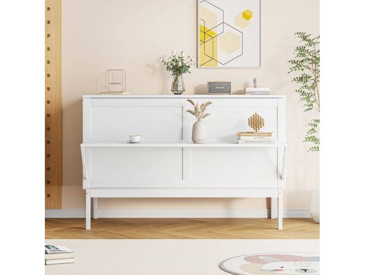 Chambre pratique avec Schrankbett 140x200 cm blanc lit mural vertical avec Lattenrost pour jeunes