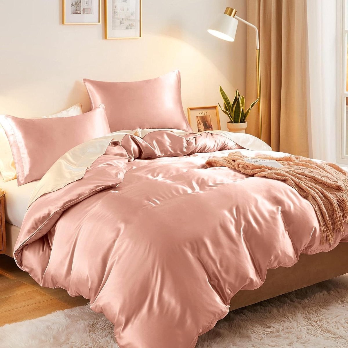 Luxe Satijnen Dekbedovertrekset Roségoud - Queensize 229 x 229 cm