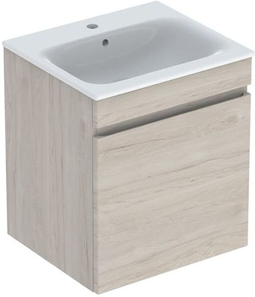 Geberit Renova Plan Möbel-Waschtisch-Set 501914001 55x62,2x48cm, Korpus nussbaum hell beschichtet, Waschtisch weiß