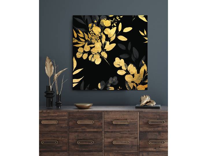 Acrylglasbild GOODPRODUCT Eukalyptus - Acrylbilder mit Blattgold veredelt , gold (farbe bild(er): gold), B:100cm H:100cm, Bilder, Acrylglasbild, Goldveredelung, Handgearbeitet, Gerahmt, Edel