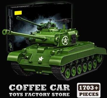 Inspired Finds WWII US Army M4 Tank Building Blocks Set Military Model Puzzle Toy 1703 Pcs With Box